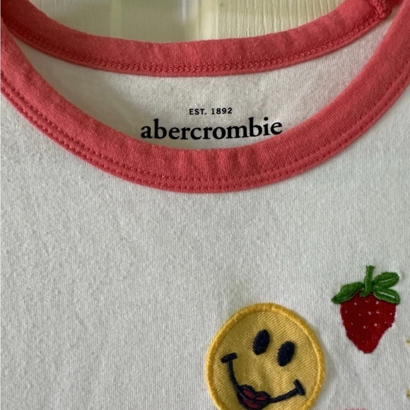 👚🌷Abercrombie Kids SMILE Tee Top Shirt 14 -16 | Cute Graphic Shirt Pink Trim - Picture 5 of 6